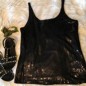 Black NY & Co Sequin Tank Top - fits like a M/L